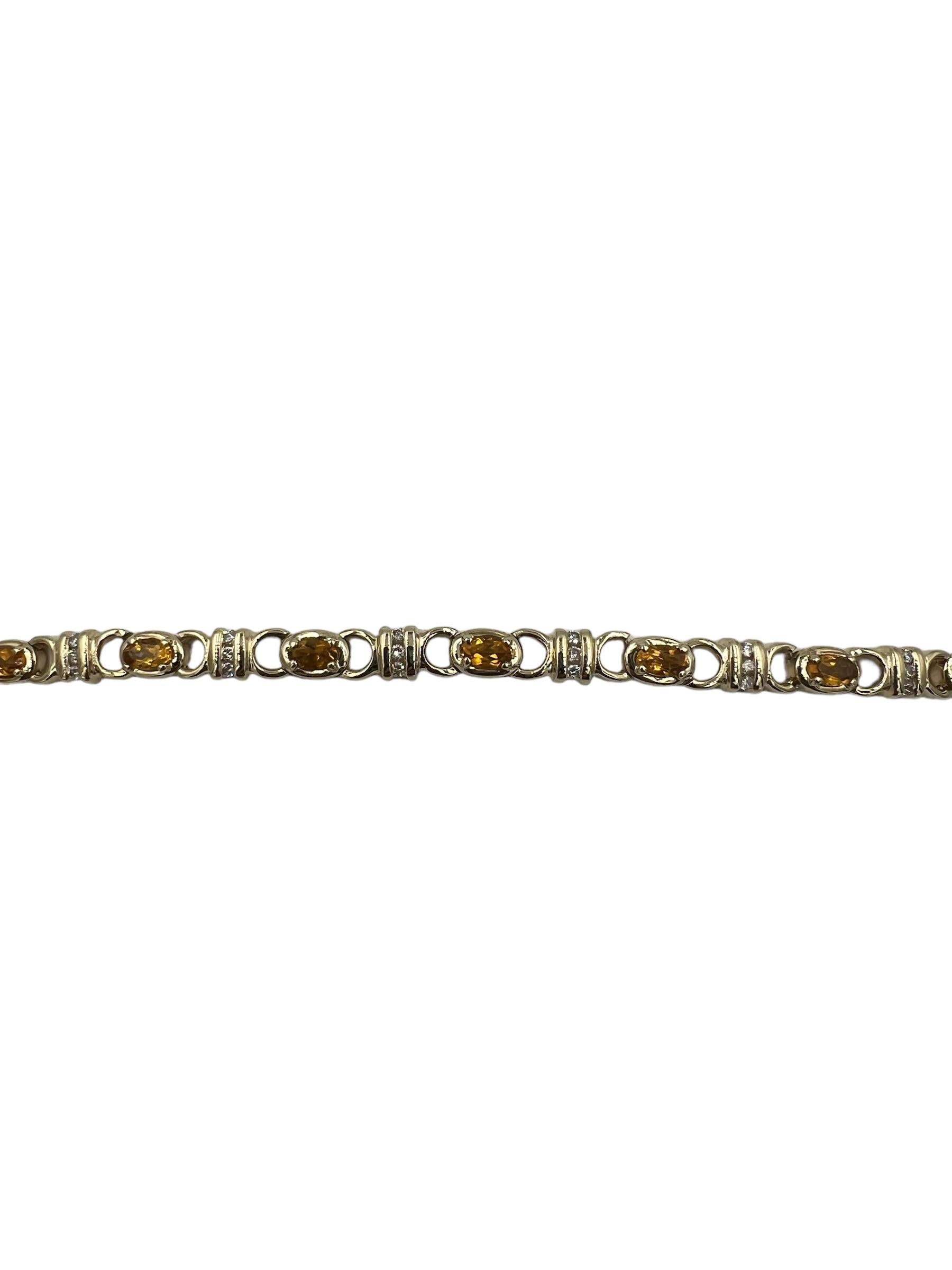 Bracelet à maillons en or jaune avec citrine et diamant Bon état - En vente à Los Angeles, CA