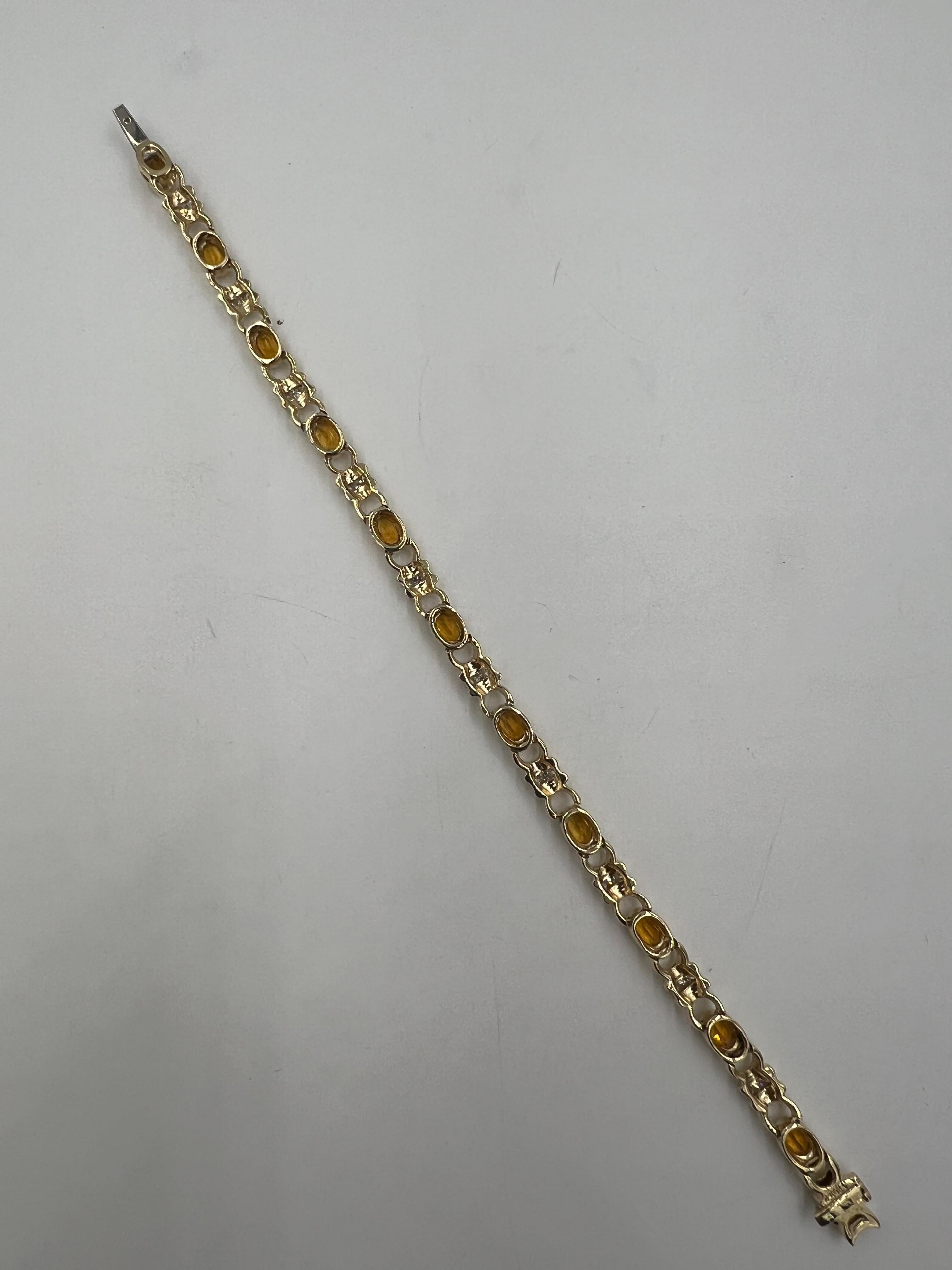 Bracelet à maillons en or jaune avec citrine et diamant Unisexe en vente
