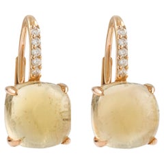 Citrine Diamonds 18K Yellow Gold Earrings