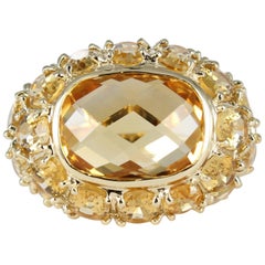 Citrine Dome Ring Set in 14 Karat Yellow Gold