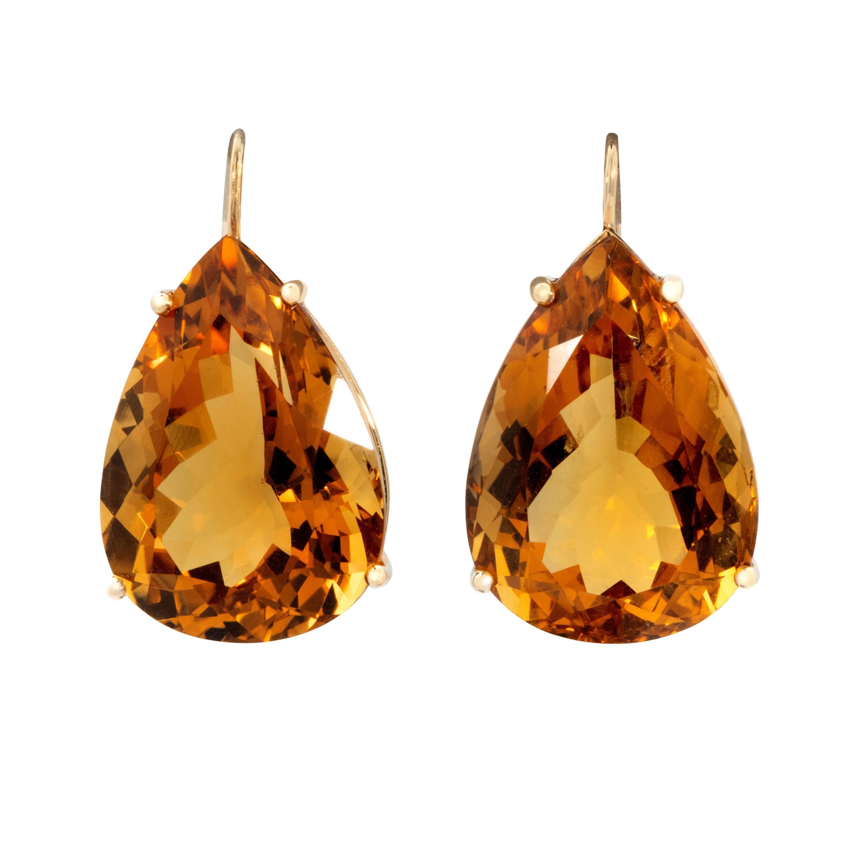 Citrine Drop Earrings, 18 Karat Yellow Gold at 1stDibs