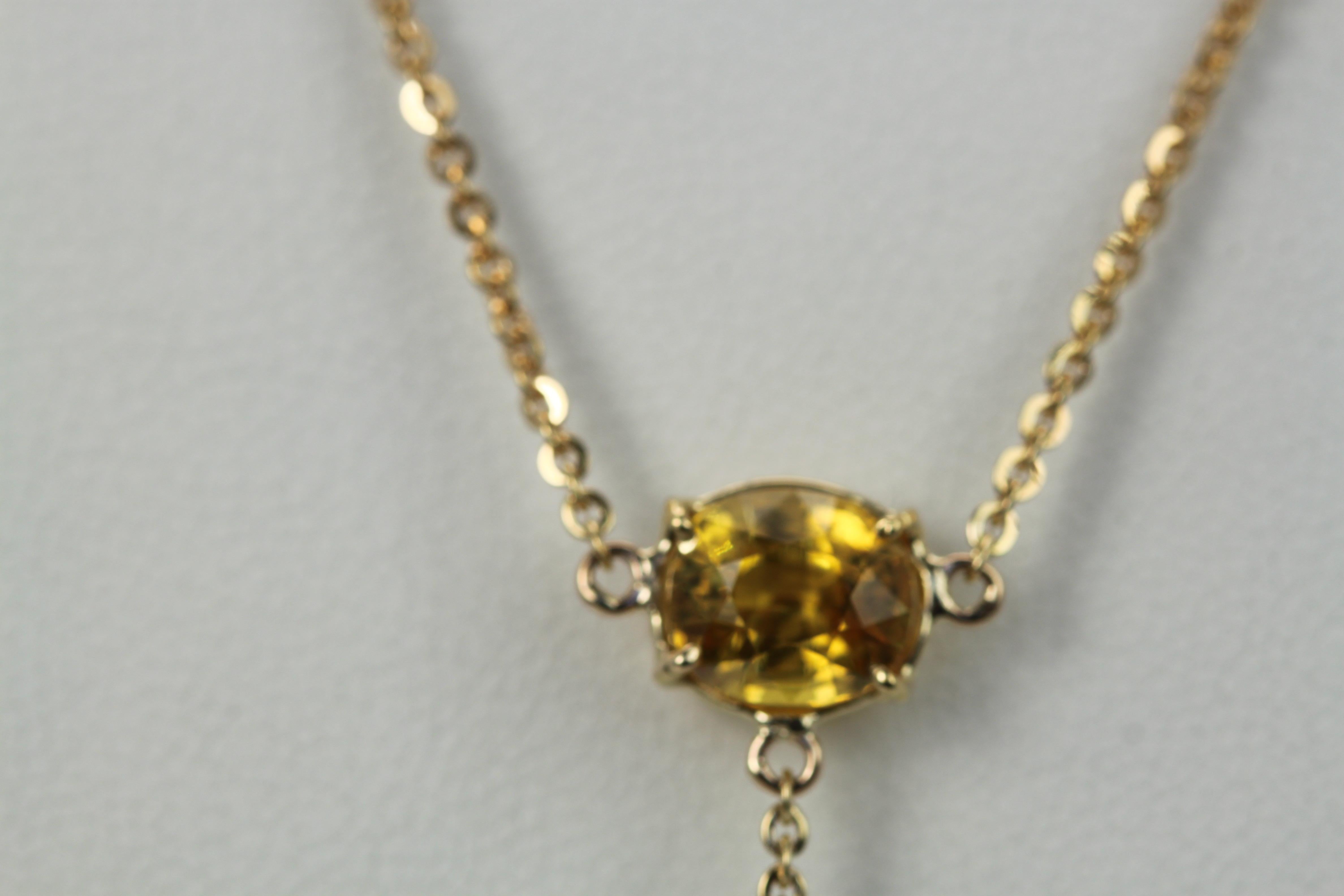 Modern Citrine Drop Necklace on 18 Karat Yellow Gold 7.25 Carats For Sale