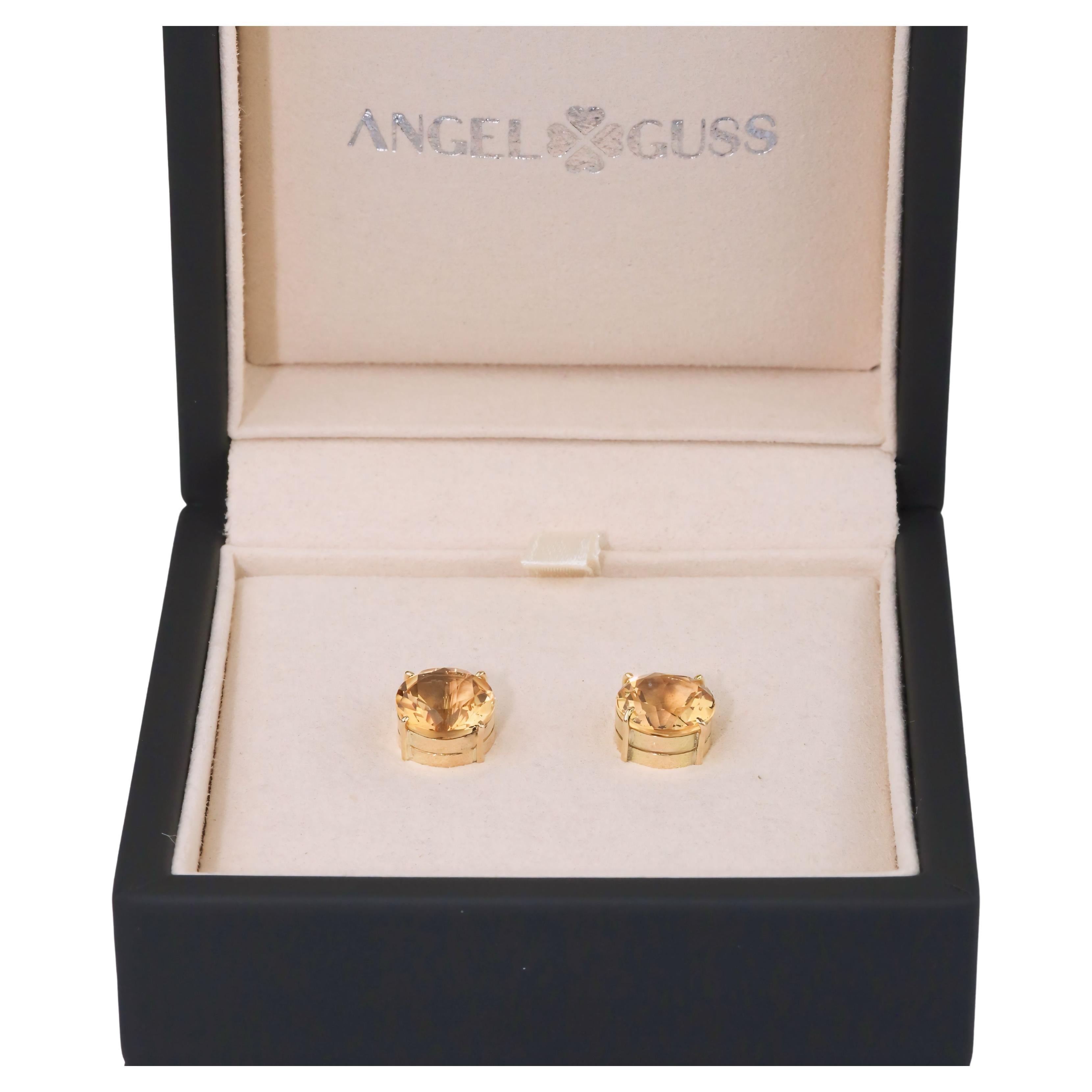 Citrine Earrings - 18K Solid Yellow Gold