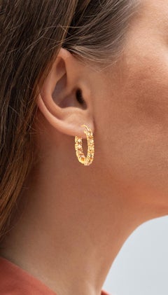 Citrine Earrings 3.18 Carats Gold Plated Silver