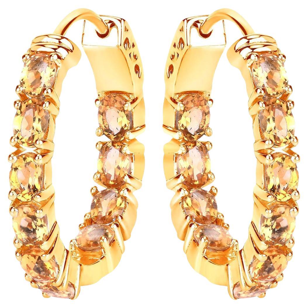 Citrine Earrings 3.18 Carats Gold Plated Silver