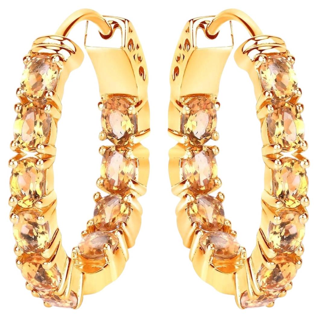 Citrine Earrings 3.18 Carats Gold Plated Silver