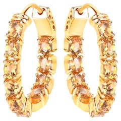 Citrine Earrings 3.18 Carats Gold Plated Silver