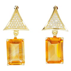 Genuine Citrine earrings studs.