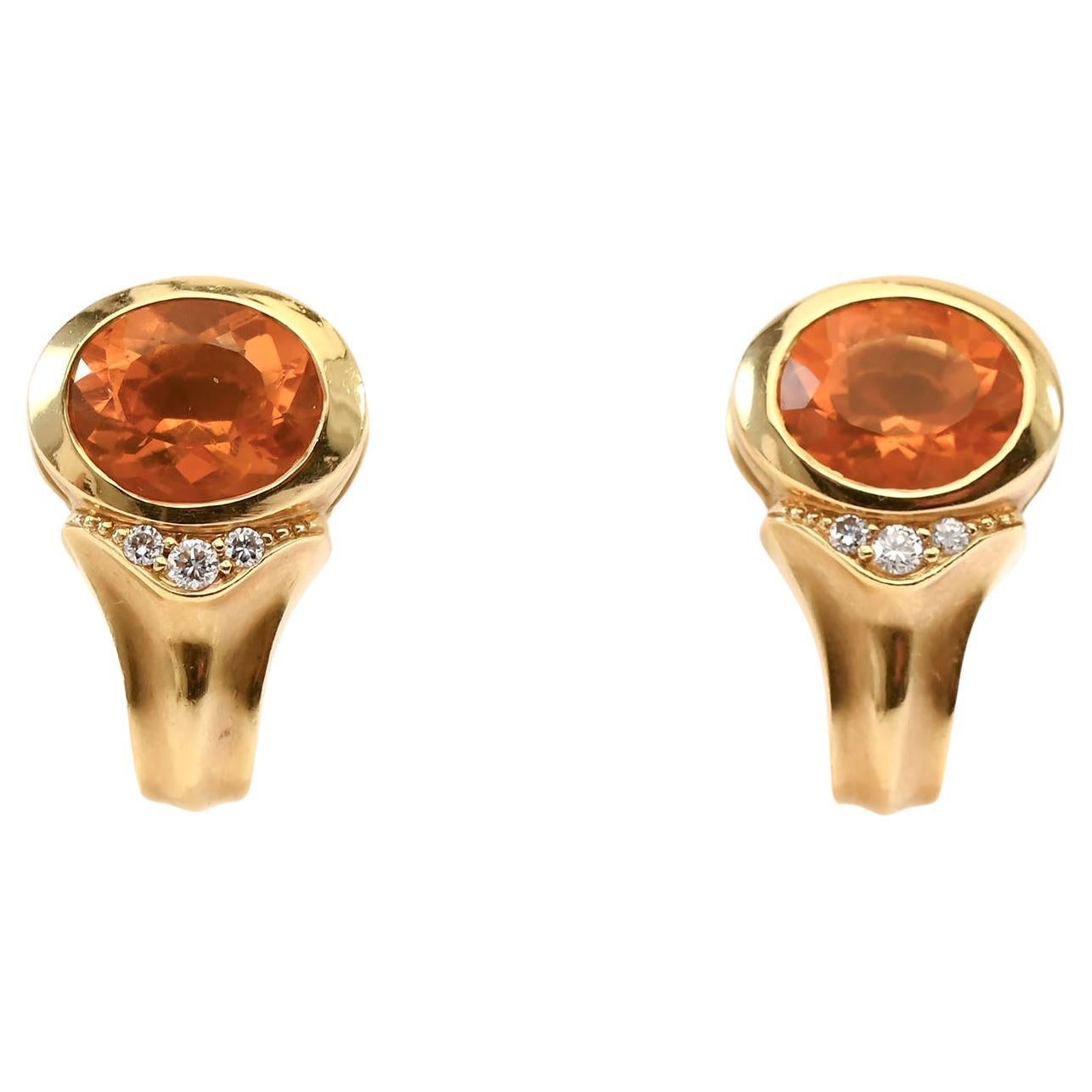 Citrine Earrings  with Diamonds For Sale