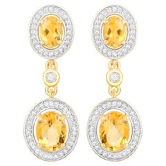 Boucles d'oreilles en argent sterling plaqué or jaune 18 carats avec topazes de 5,7 carats