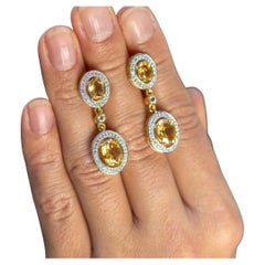 Orecchini Citrino con Topazi 5,7 Carati Placcati in Oro Giallo 18K A. Silver