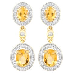 Pendientes de citrino con topacios 5,7 quilates Plata de ley chapada en oro amarillo de 18 quilates