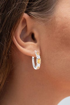 Citrin-Ohrringe mit weißem Topas 2.84 Karat Sterling Silber
