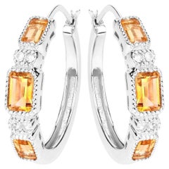 Citrin-Ohrringe mit weißem Topas 2.84 Karat Sterling Silber