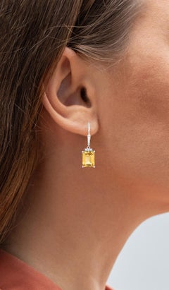 Citrin-Ohrringe mit weißem Topas 5.6 Karat Sterling Silber