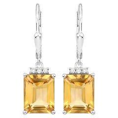 Citrin-Ohrringe mit weißem Topas 5.6 Karat Sterling Silber