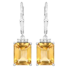 Citrine Earrings With White Topaz 5.6 Carats Sterling Silver