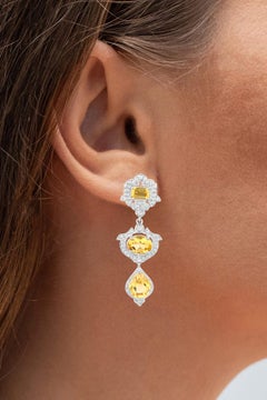 Citrin-Ohrringe mit weißem Topas 6.6 Karat Sterling Silber