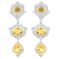 Citrin-Ohrringe mit weißem Topas 6.6 Karat Sterling Silber