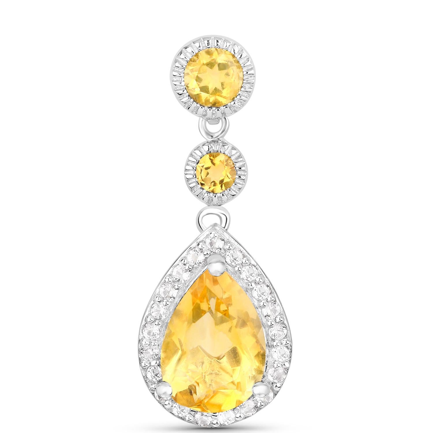 Mixed Cut Citrine Earrings With White Topazes 7.06 Carats Rhodium Plated Sterling Silver For Sale