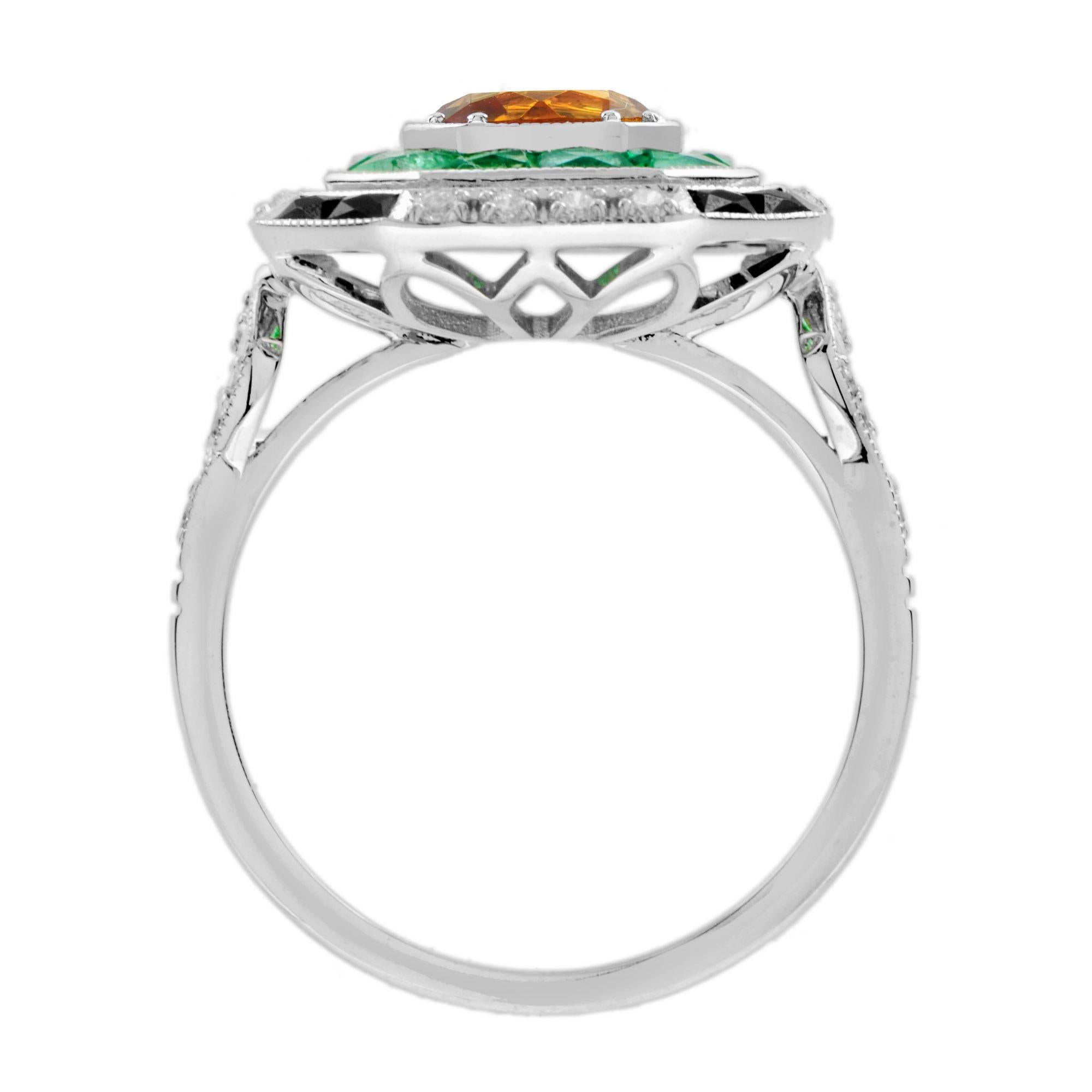 Citrin Smaragd Onyx und Diamant achteckige Form Verlobungsring in 14k Gold im Zustand „Neu“ im Angebot in Bangkok, TH