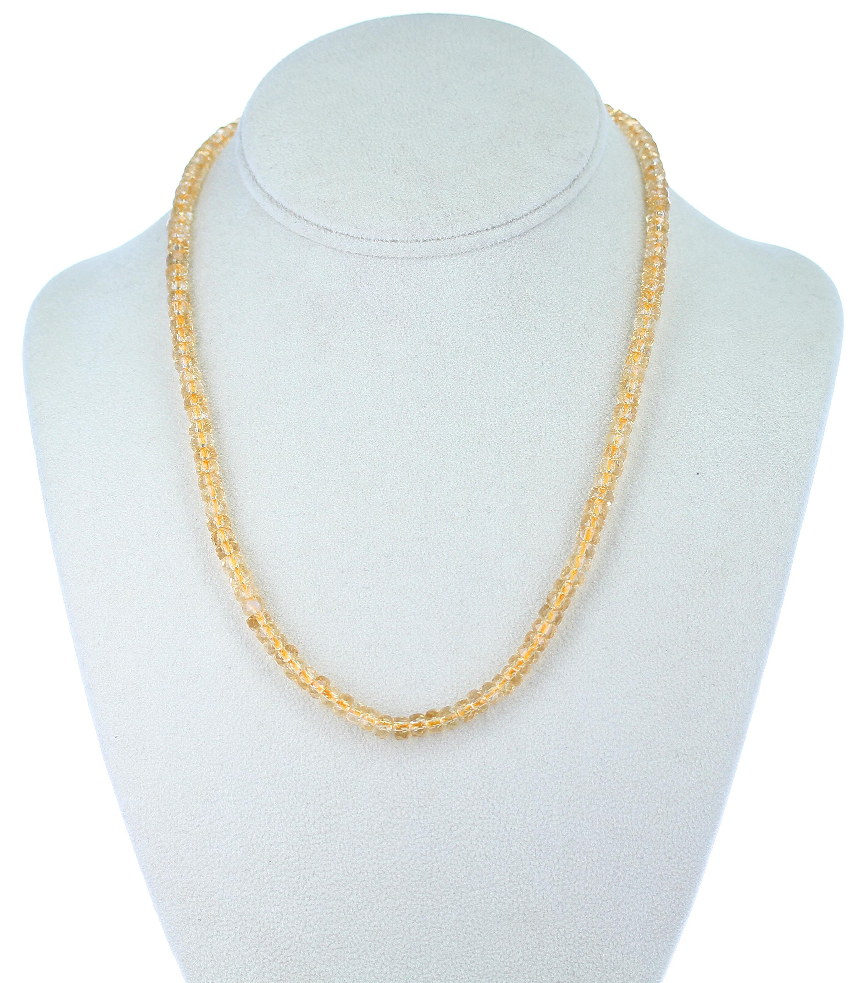 A strand of Citrine Faceted Beads Necklace weighing 100 cts, Range: 5MM, Length: 18 inches