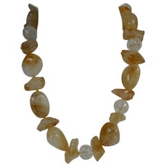 Citrine Faceted Cracked Rock Crystal Gemstome Necklace