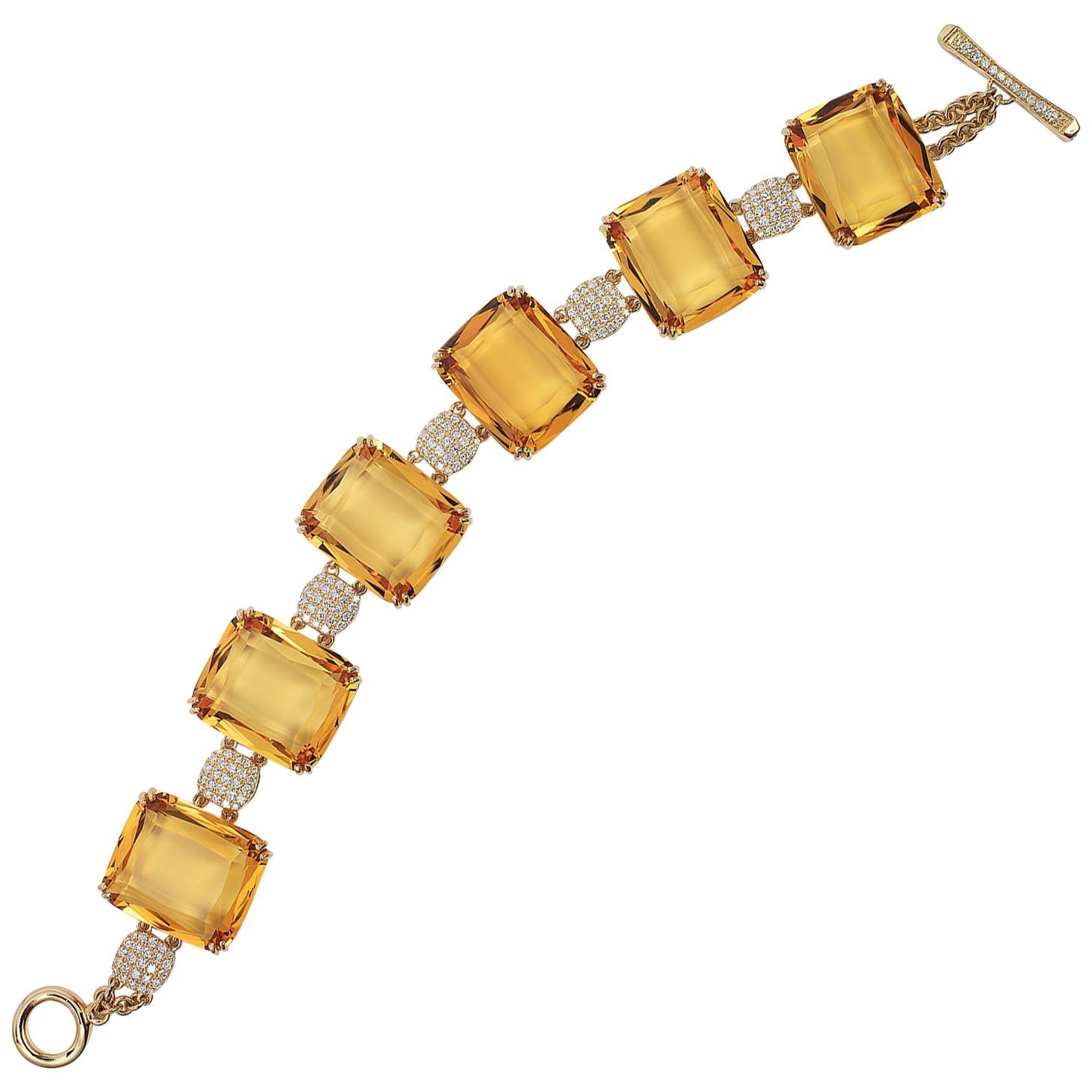 Goshwara Cushion Citrine And Diamond Bracelet