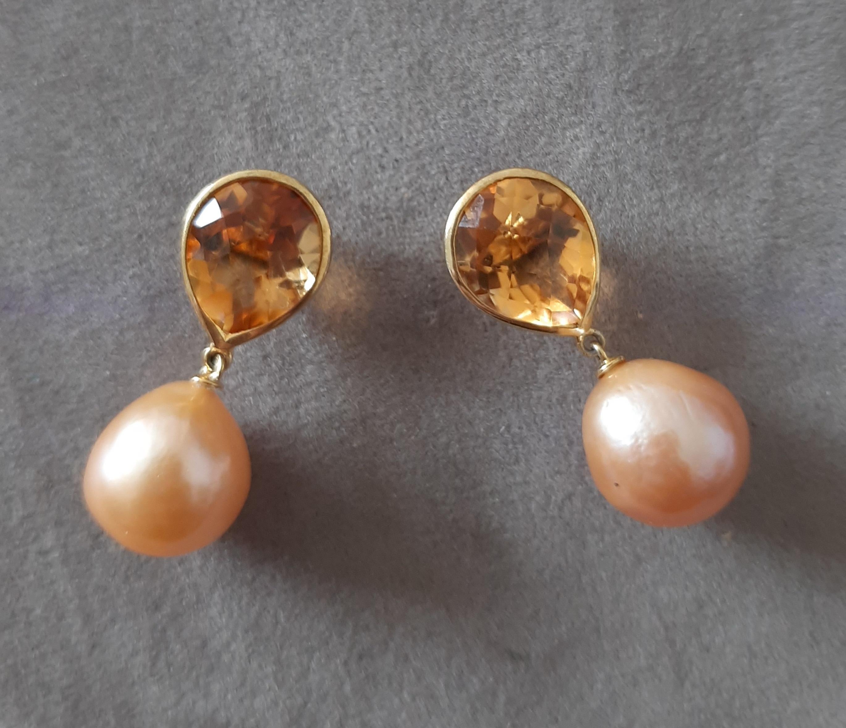 Citrin Facettiert Birne Form Natürlich Goldene Farbe  Barocke Perlen 14k Gelbgold im Angebot 5