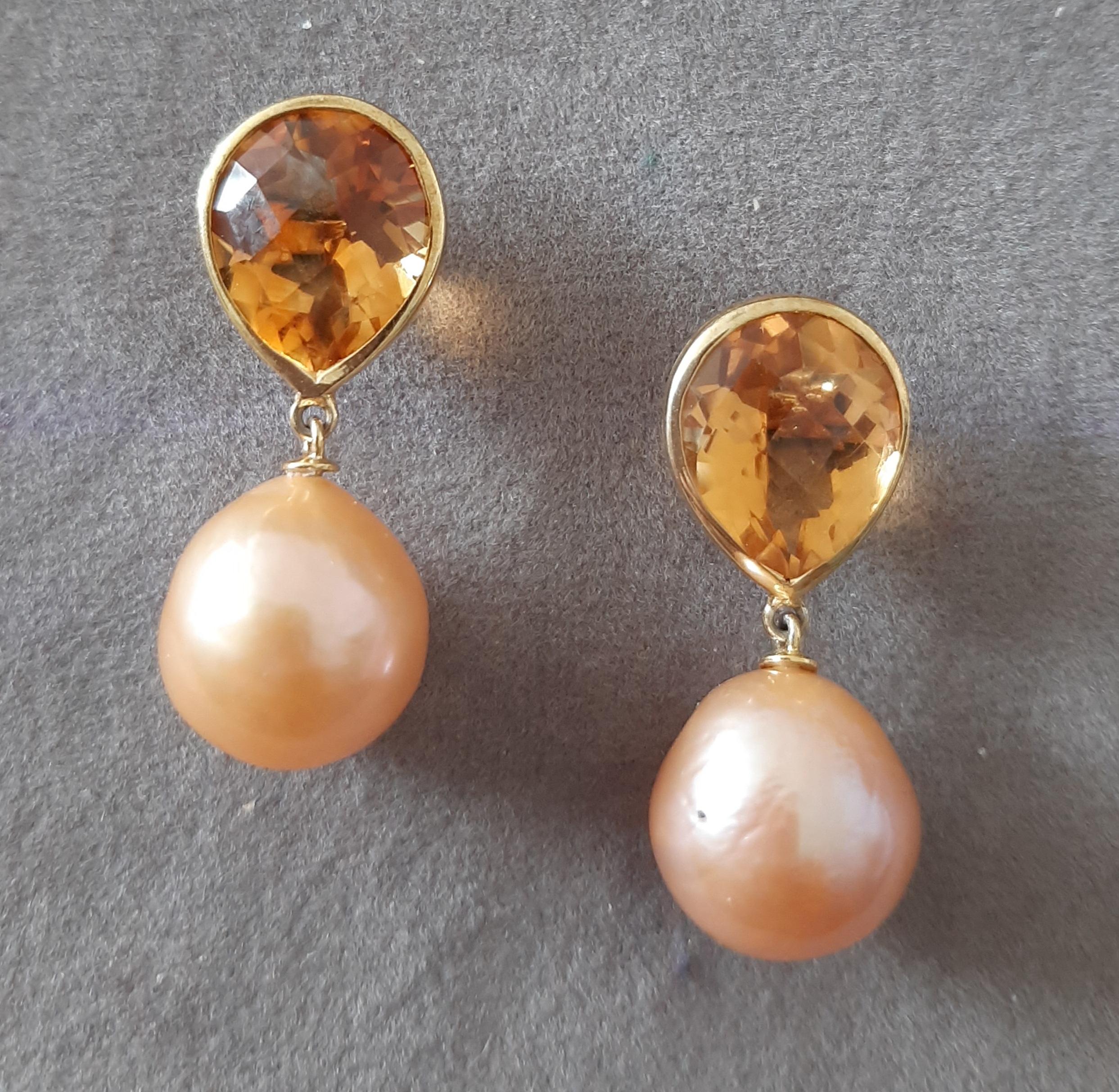 Citrin Facettiert Birne Form Natürlich Goldene Farbe  Barocke Perlen 14k Gelbgold im Angebot 6
