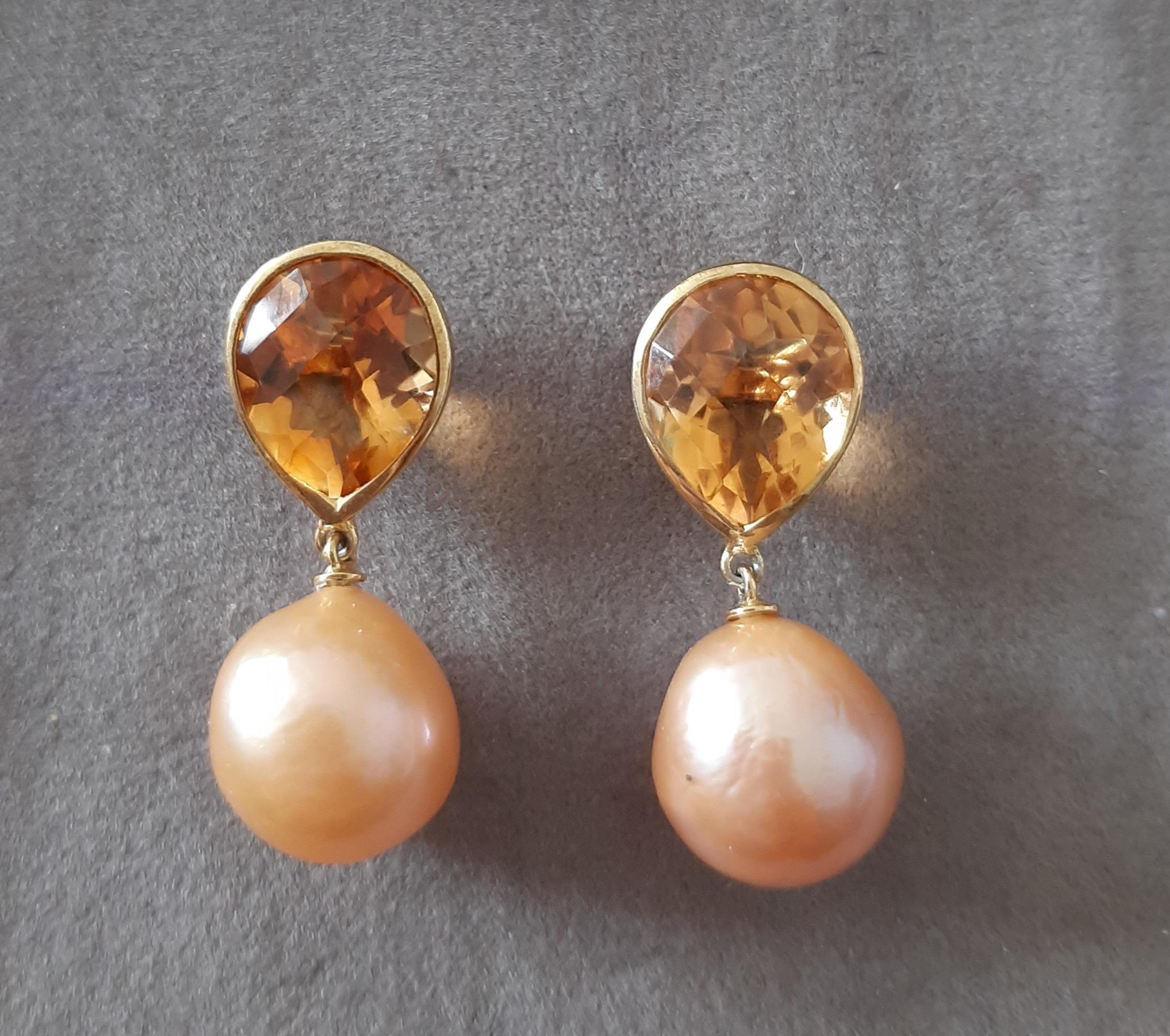Citrin Facettiert Birne Form Natürlich Goldene Farbe  Barocke Perlen 14k Gelbgold im Angebot 7