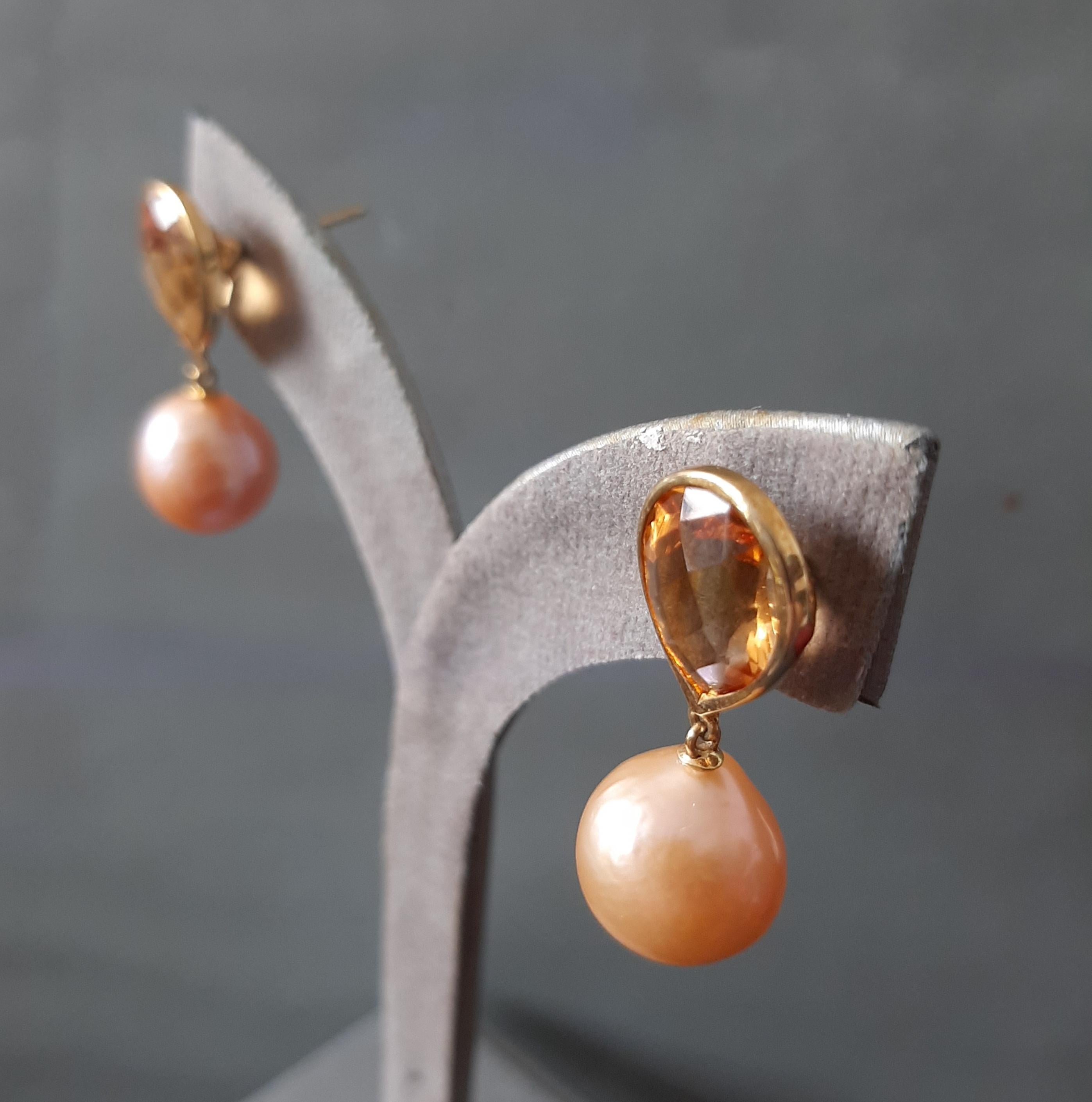 Citrin Facettiert Birne Form Natürlich Goldene Farbe  Barocke Perlen 14k Gelbgold (Kunsthandwerker*in) im Angebot