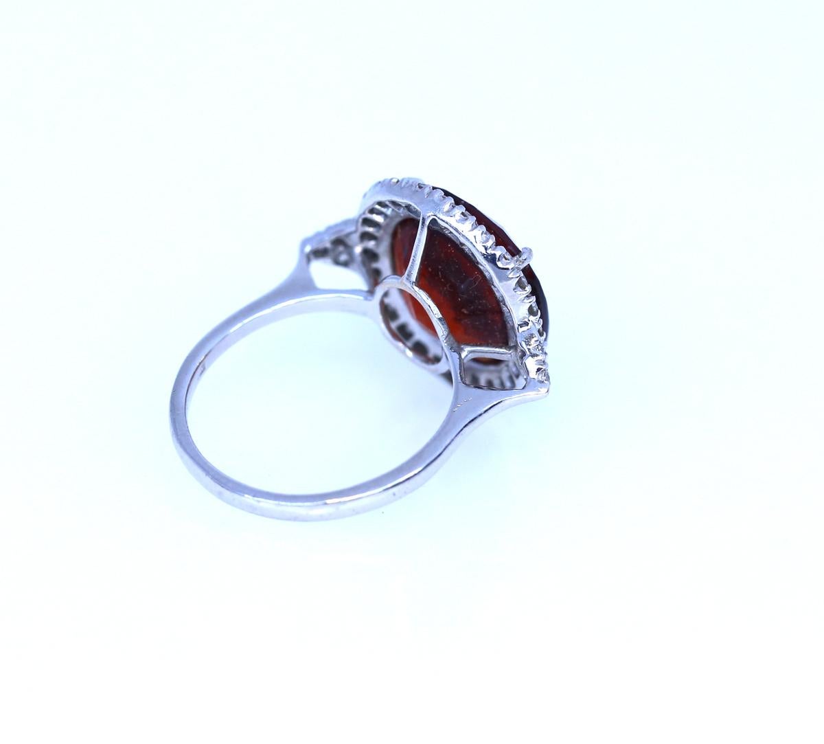 Citrine Flame-Red Diamonds Ring White 18 Karat Gold, 1960 1