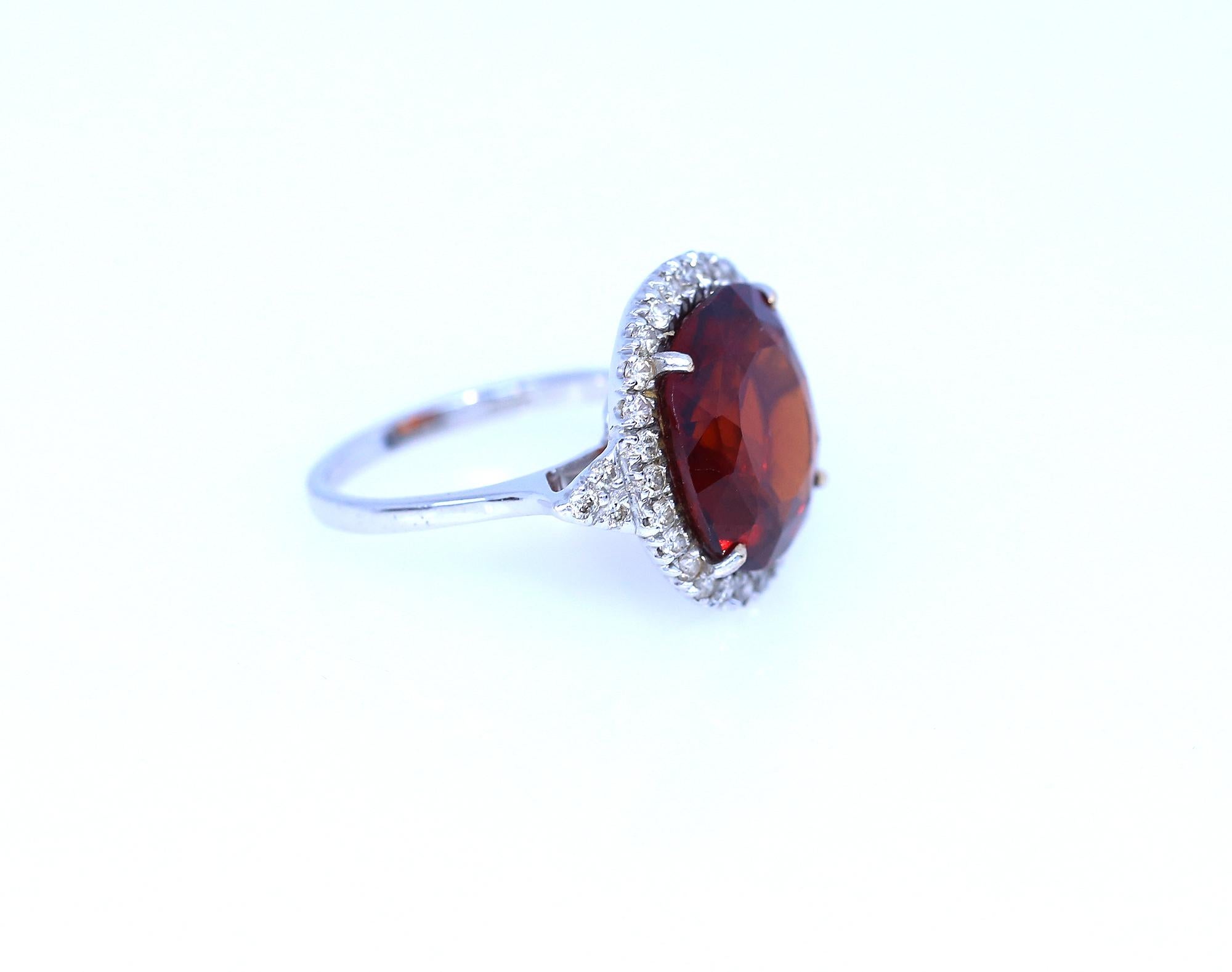 Citrine Flame-Red Diamonds Ring White 18 Karat Gold, 1960 3