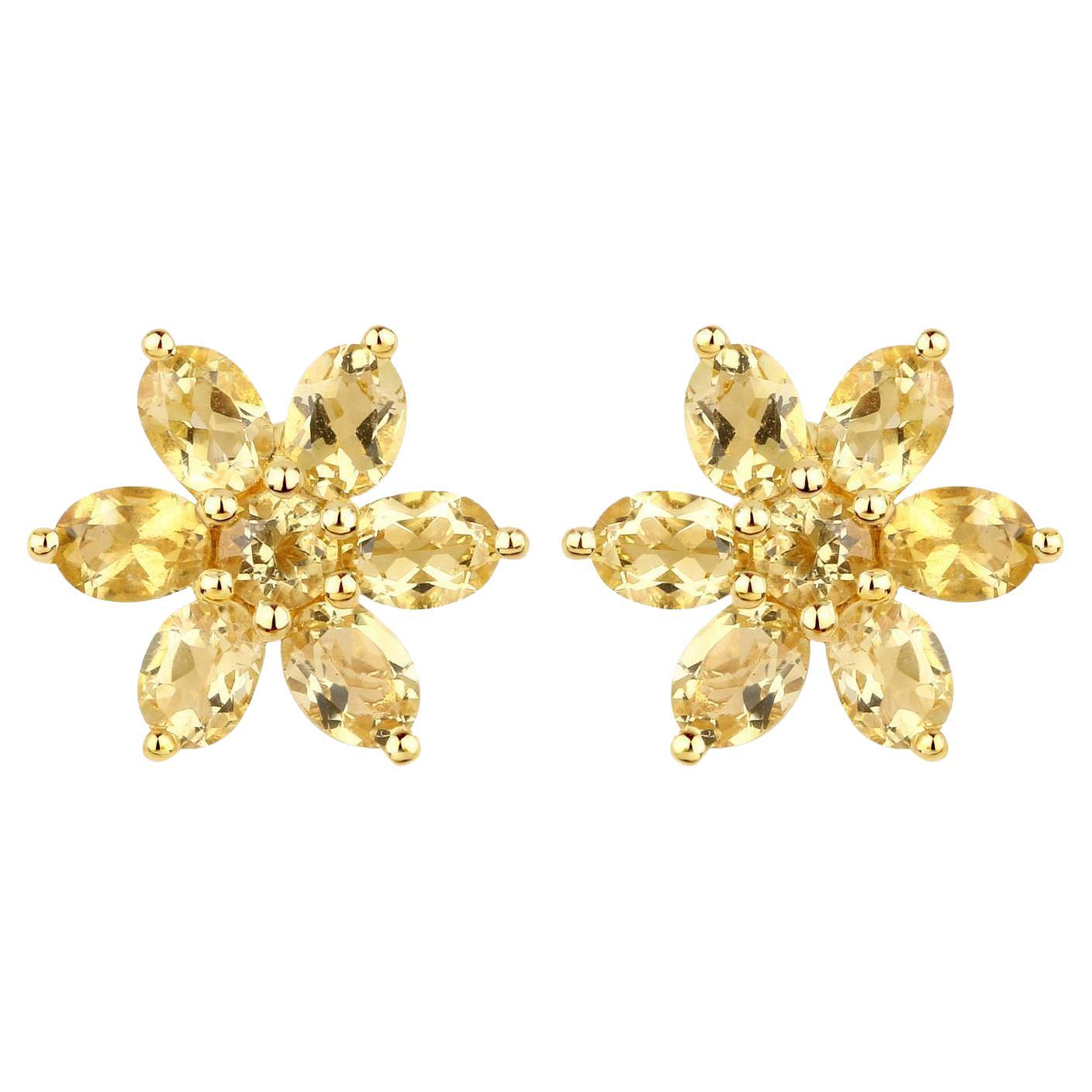 Citrine Floral Earrings 2.12 Carats Total  For Sale