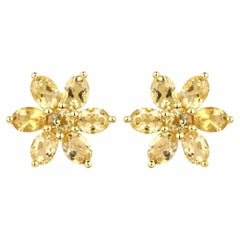 Citrine Floral Earrings 2.12 Carats Total 