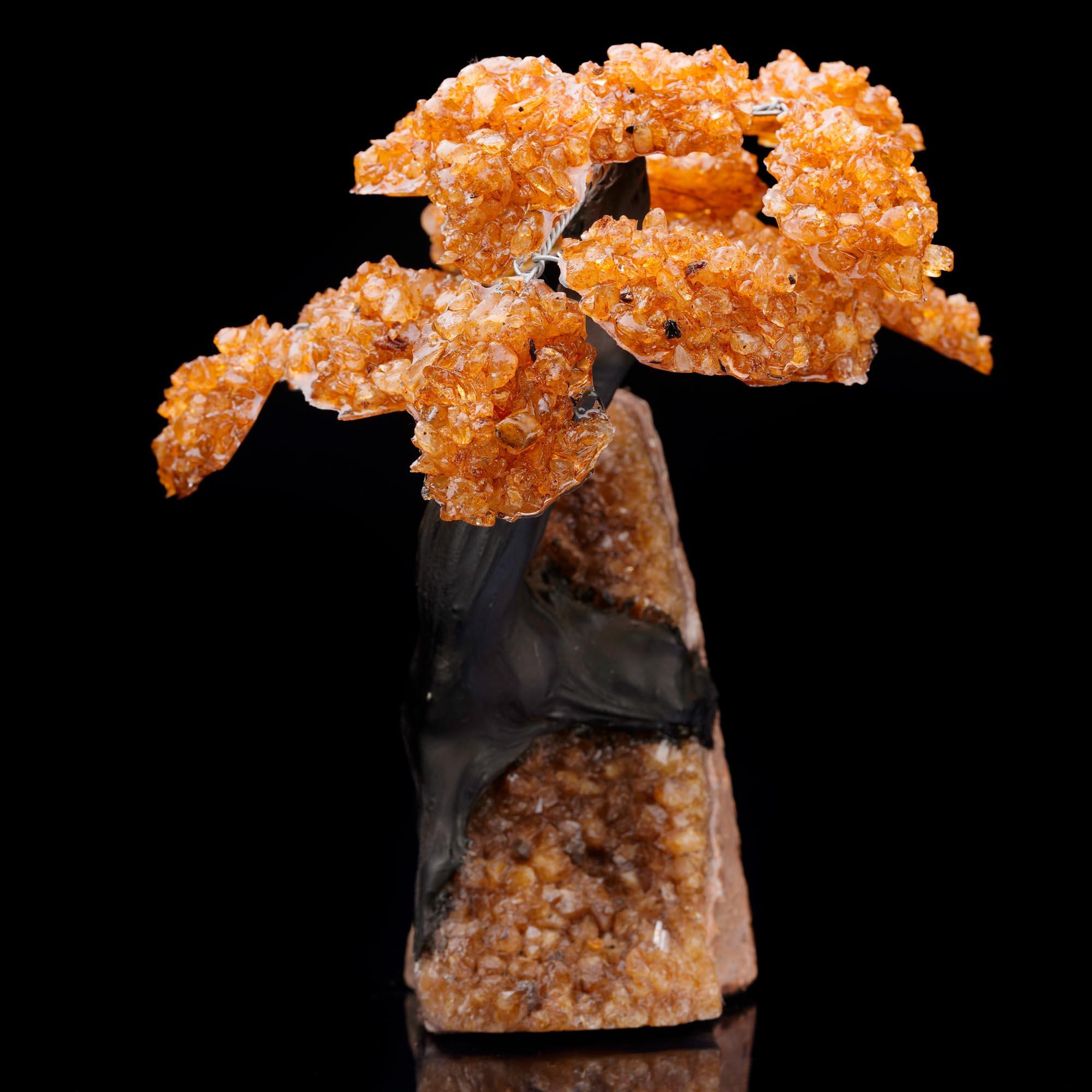 Hand-Crafted Citrine Gem Tree on Citrine Cluster Base For Sale