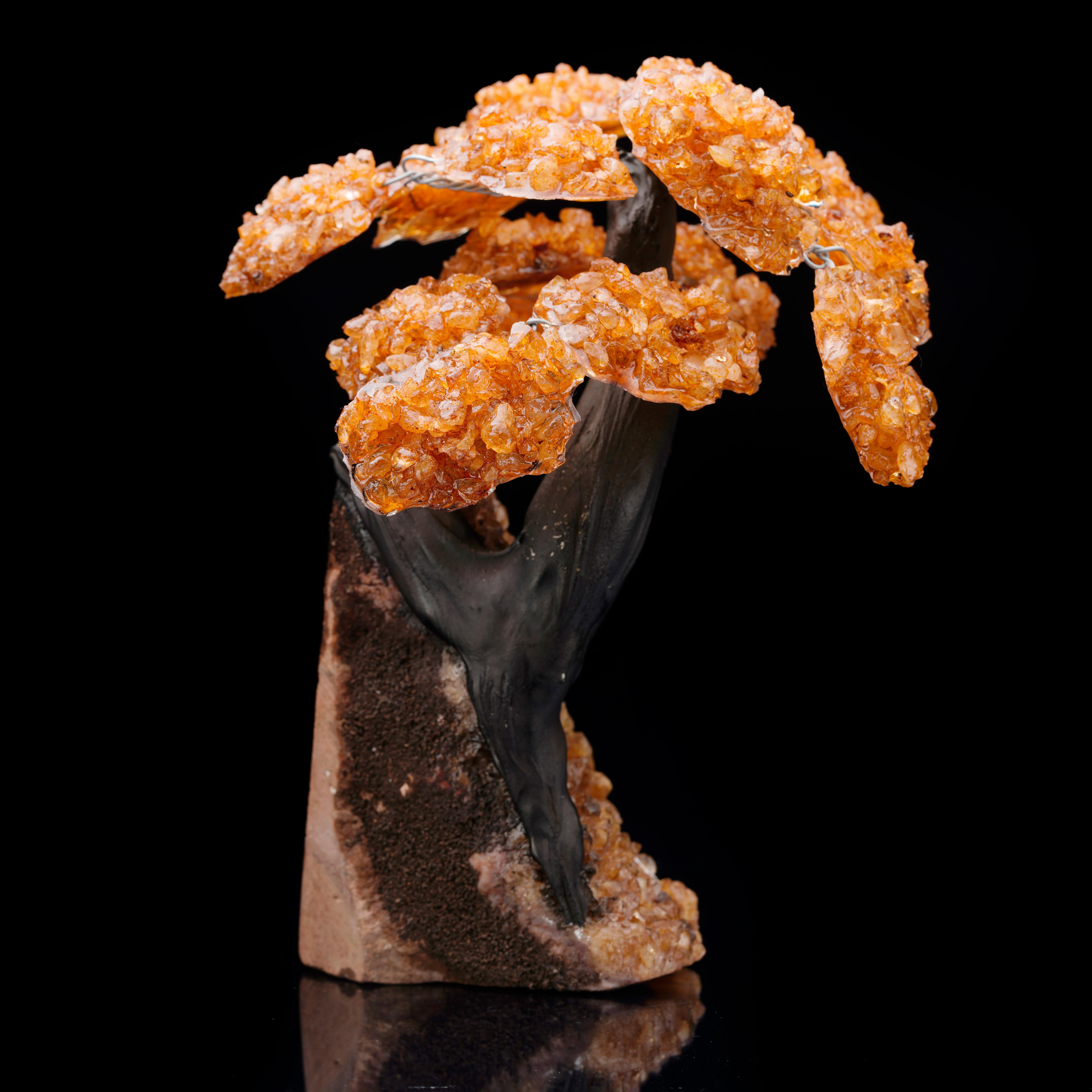 Contemporary Citrine Gem Tree on Citrine Cluster Base For Sale