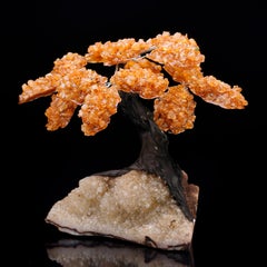 Albero di gemme di citrino su base di cluster di quarzo