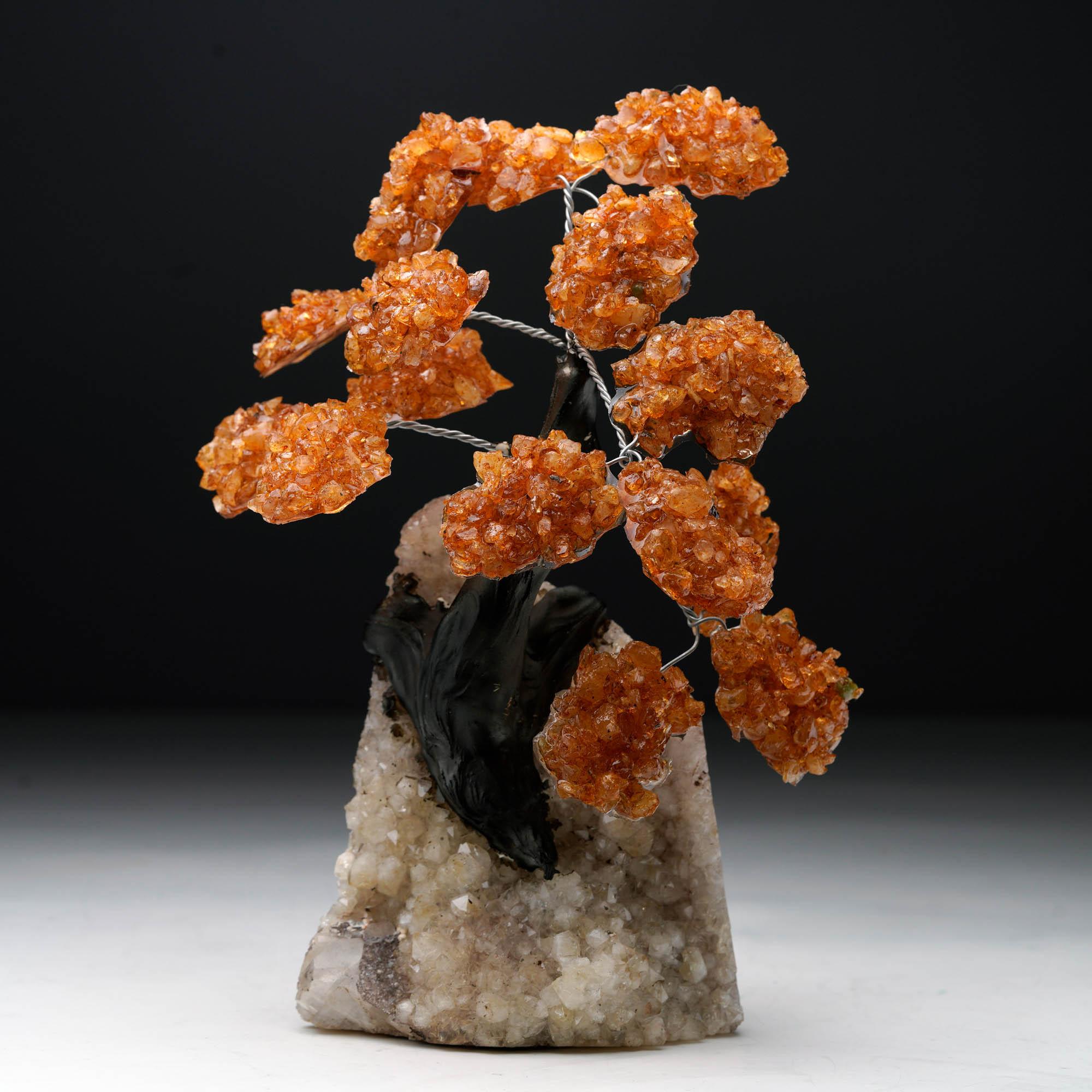 Citrine Gem Tree on Quartz Cluster Base In New Condition For Sale In New York, NY
