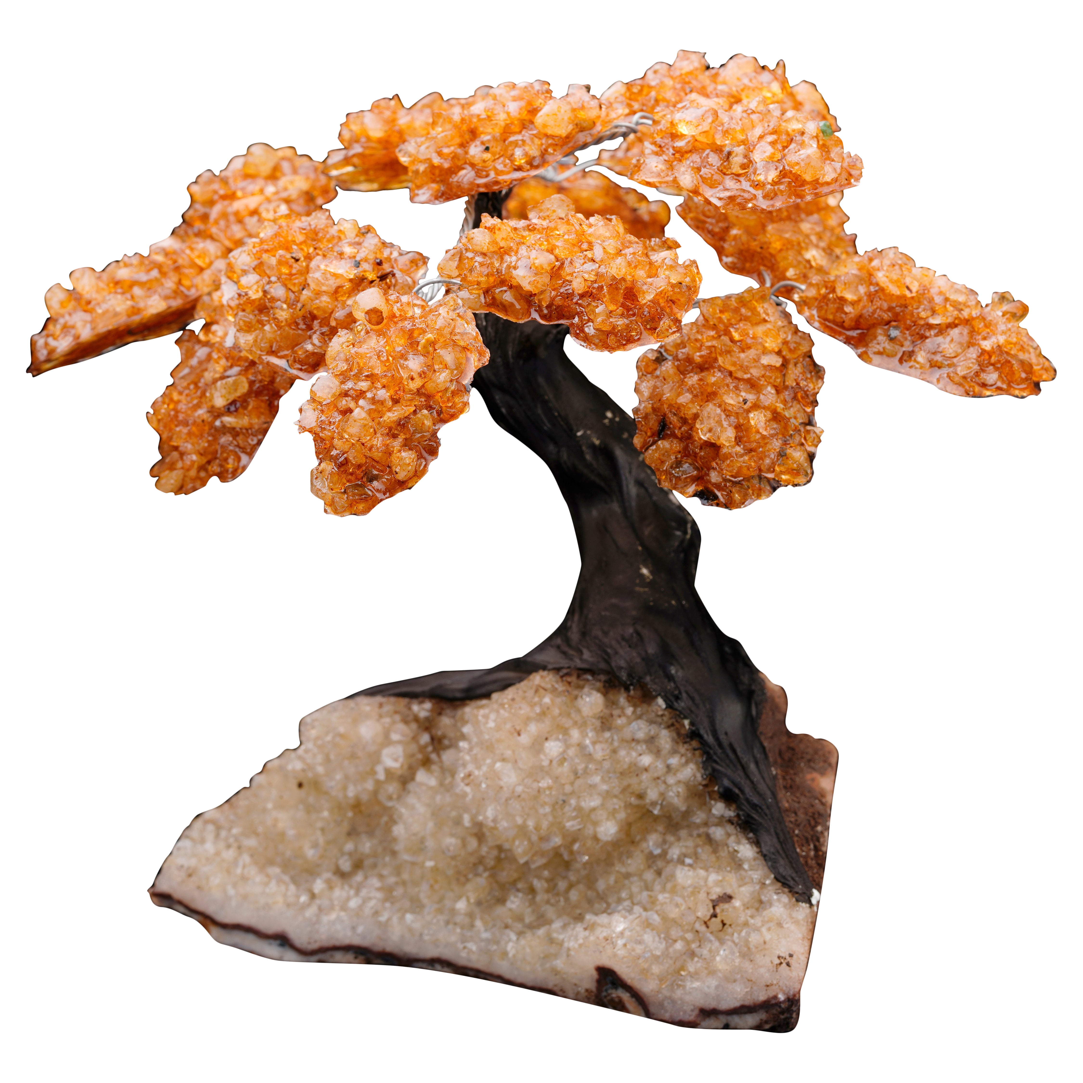 Citrine Gem Tree on Quartz Cluster Base For Sale