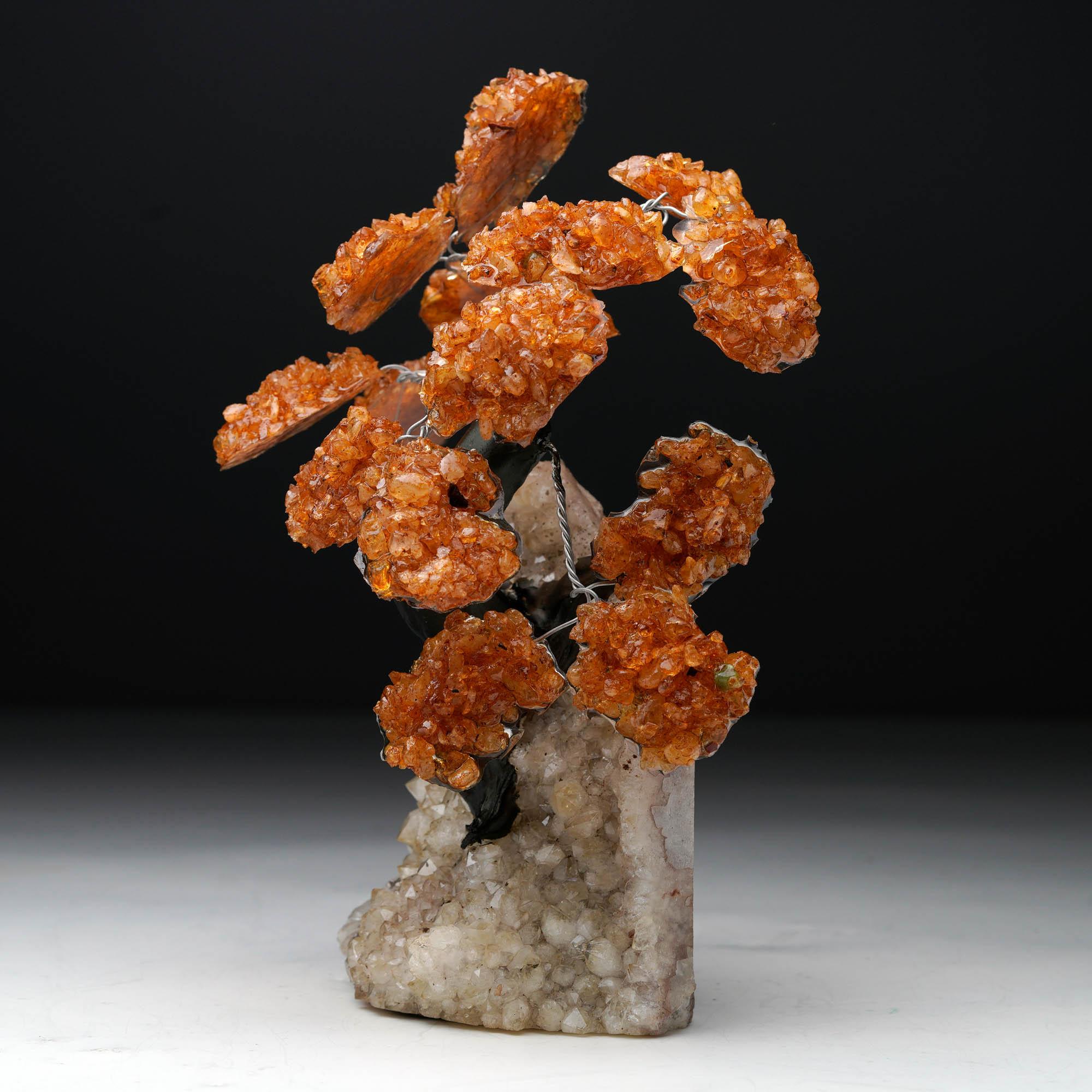 Citrine Gemstone Tree on Quartz Cluster Base For Sale 1