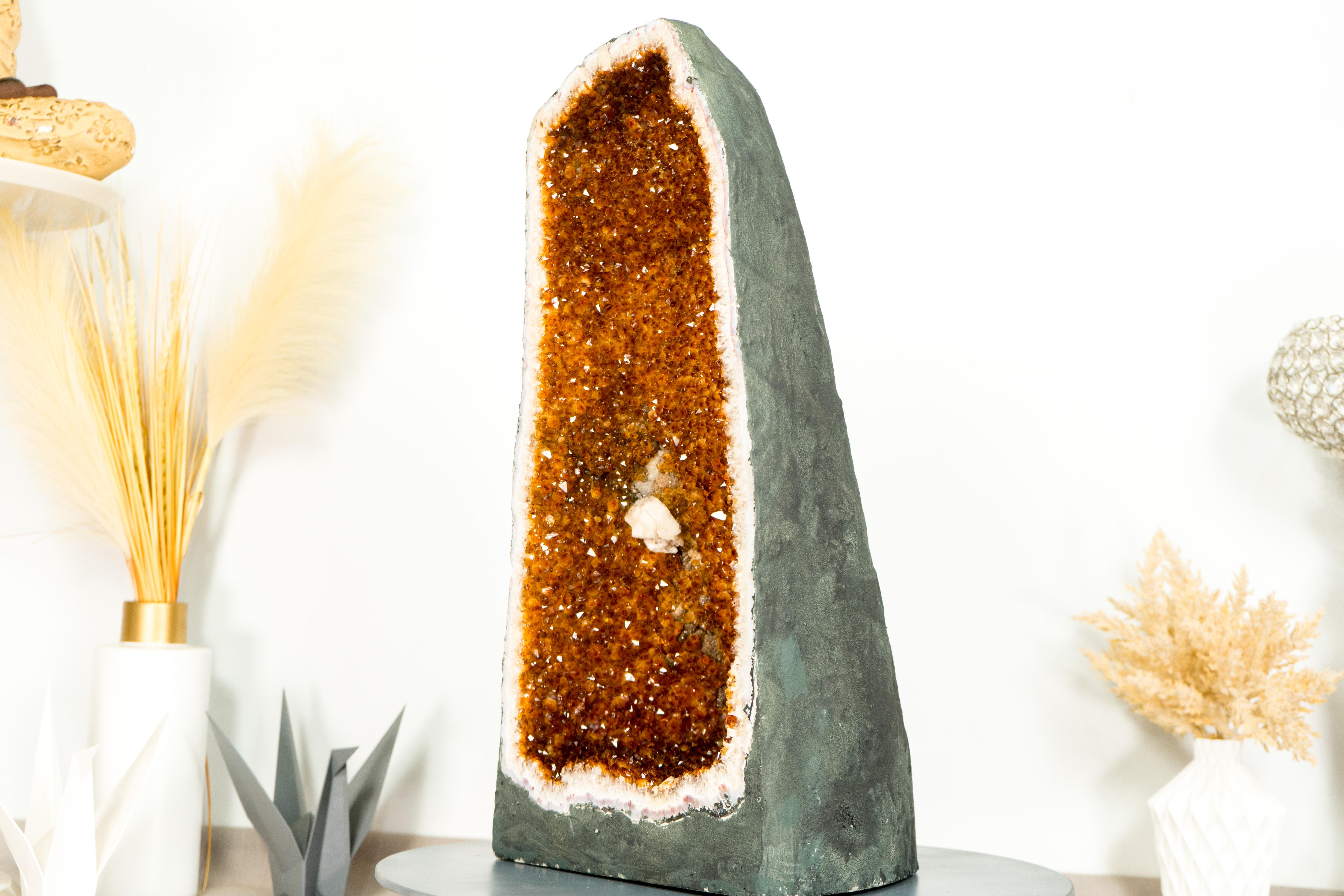 Amethyst Citrine Geode Cathedral of AAA Quality, with Deep Orange Citrine and 24 In Tall  For Sale