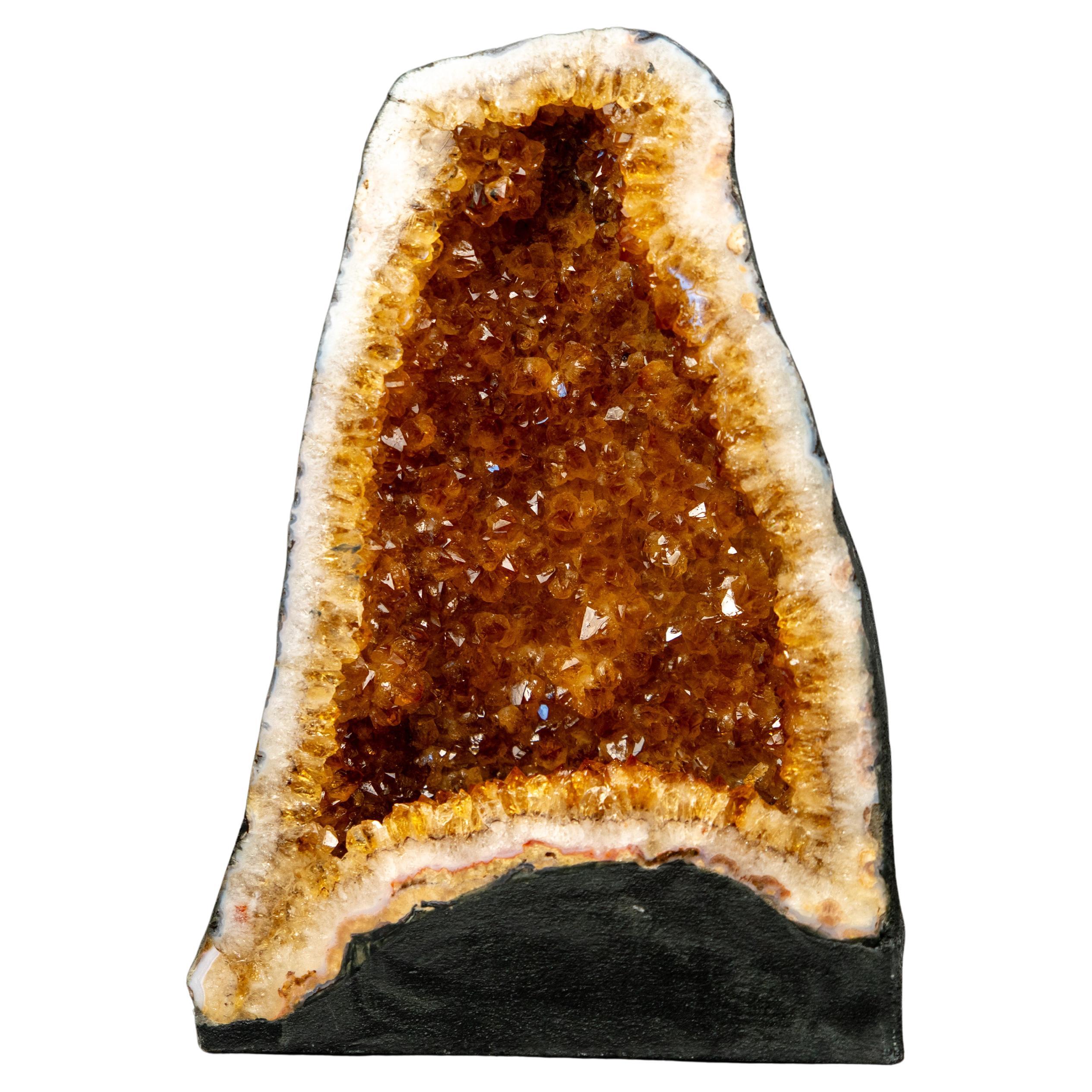 Citrine Geode Cathedral with Sparkly Deep Orange Points For Sale