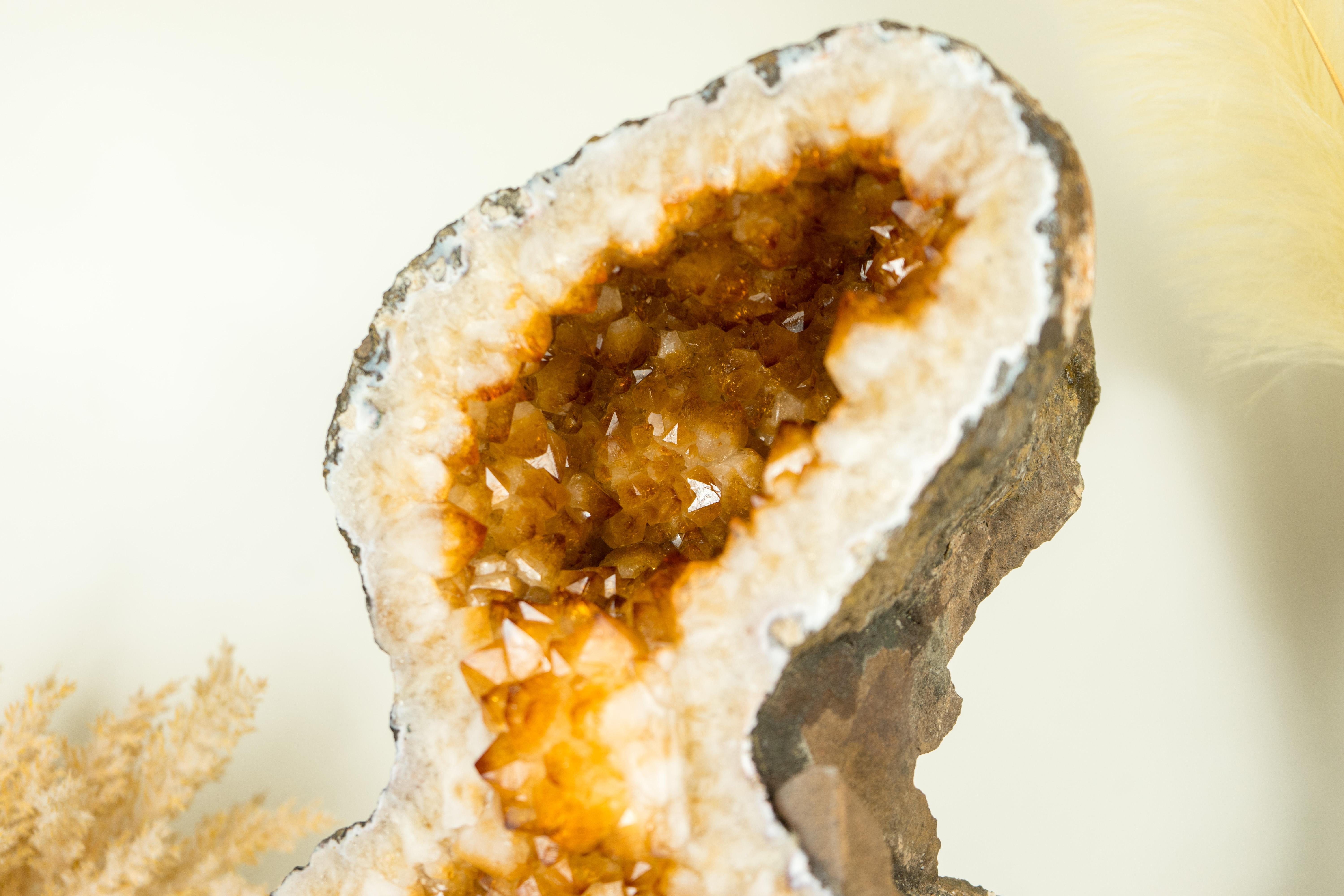 Citrine Geode Formed as the Infinite 8, with Large Orange Citrine Druzy For Sale 4