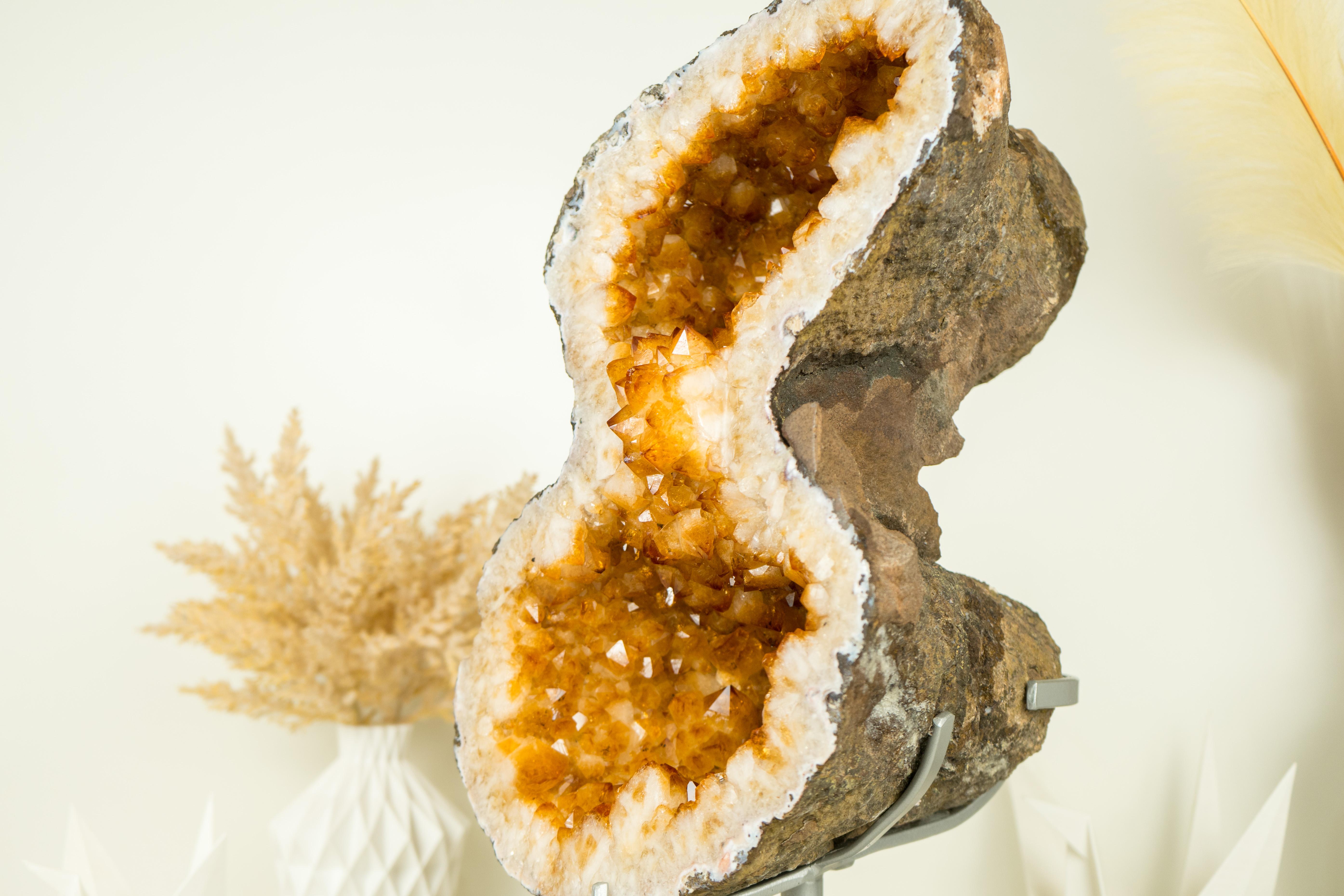 Citrine Geode Formed as the Infinite 8, with Large Orange Citrine Druzy For Sale 6