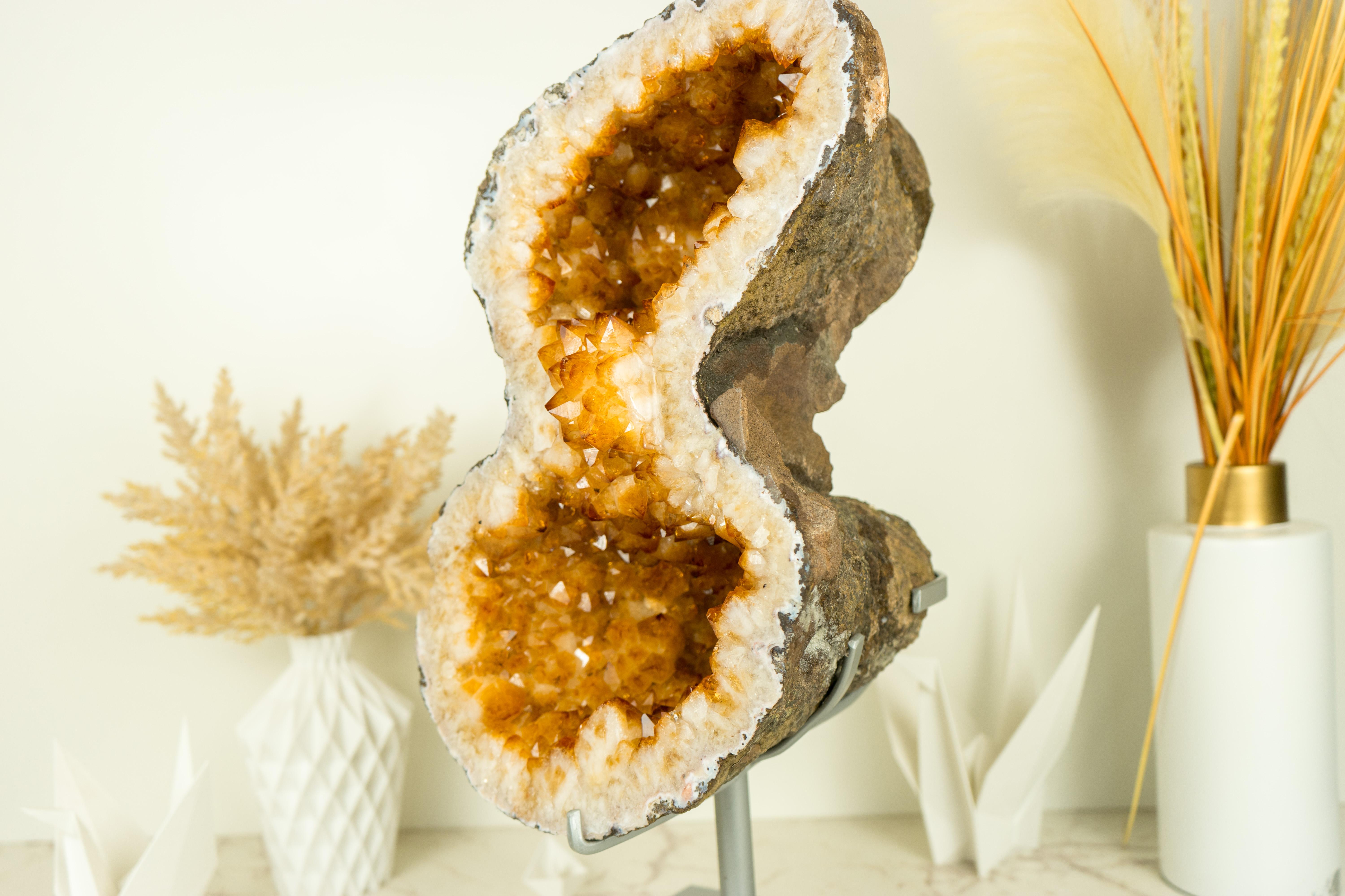 Citrine Geode Formed as the Infinite 8, with Large Orange Citrine Druzy For Sale 7