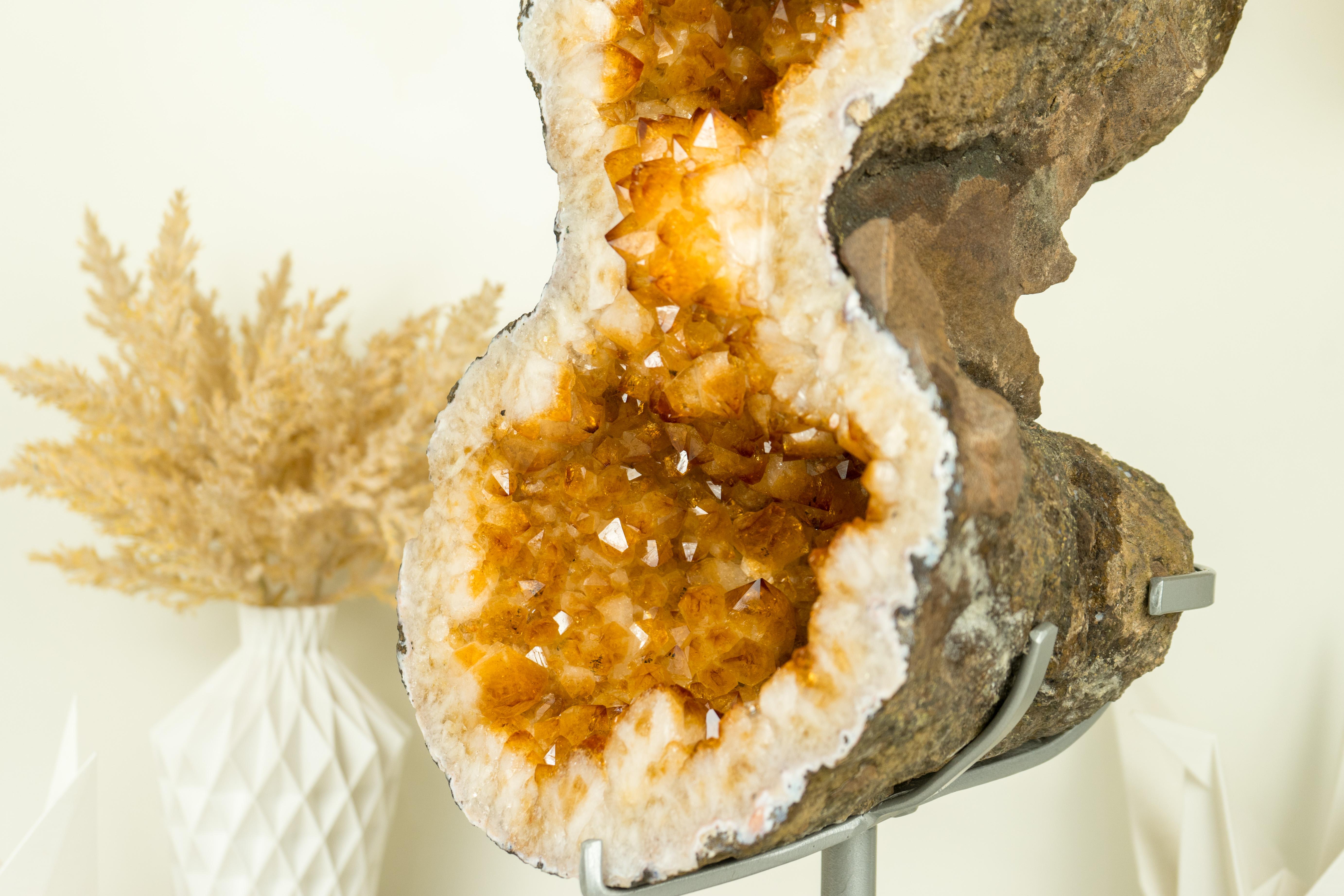 Citrine Geode Formed as the Infinite 8, with Large Orange Citrine Druzy For Sale 2