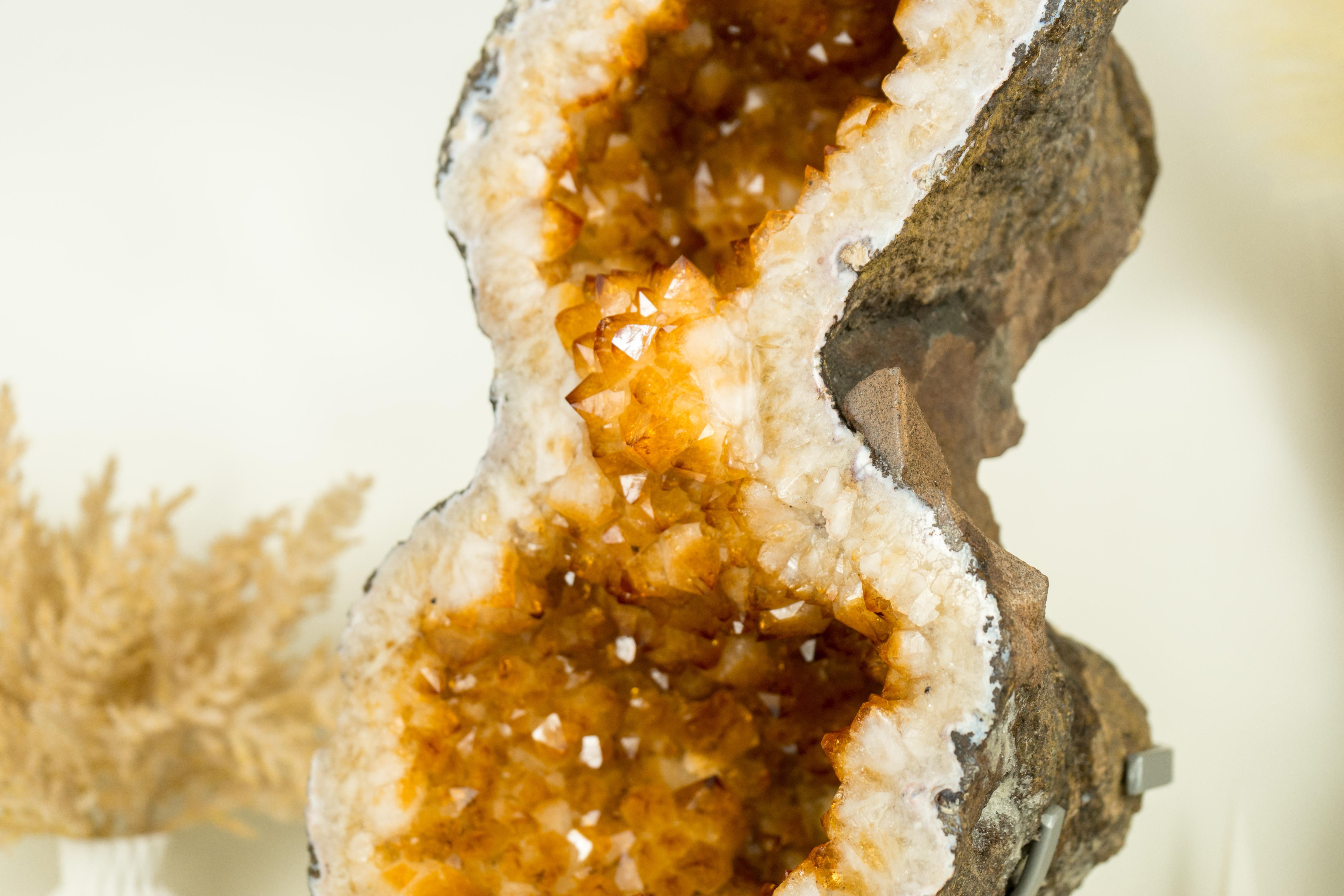Citrine Geode Formed as the Infinite 8, with Large Orange Citrine Druzy For Sale 3
