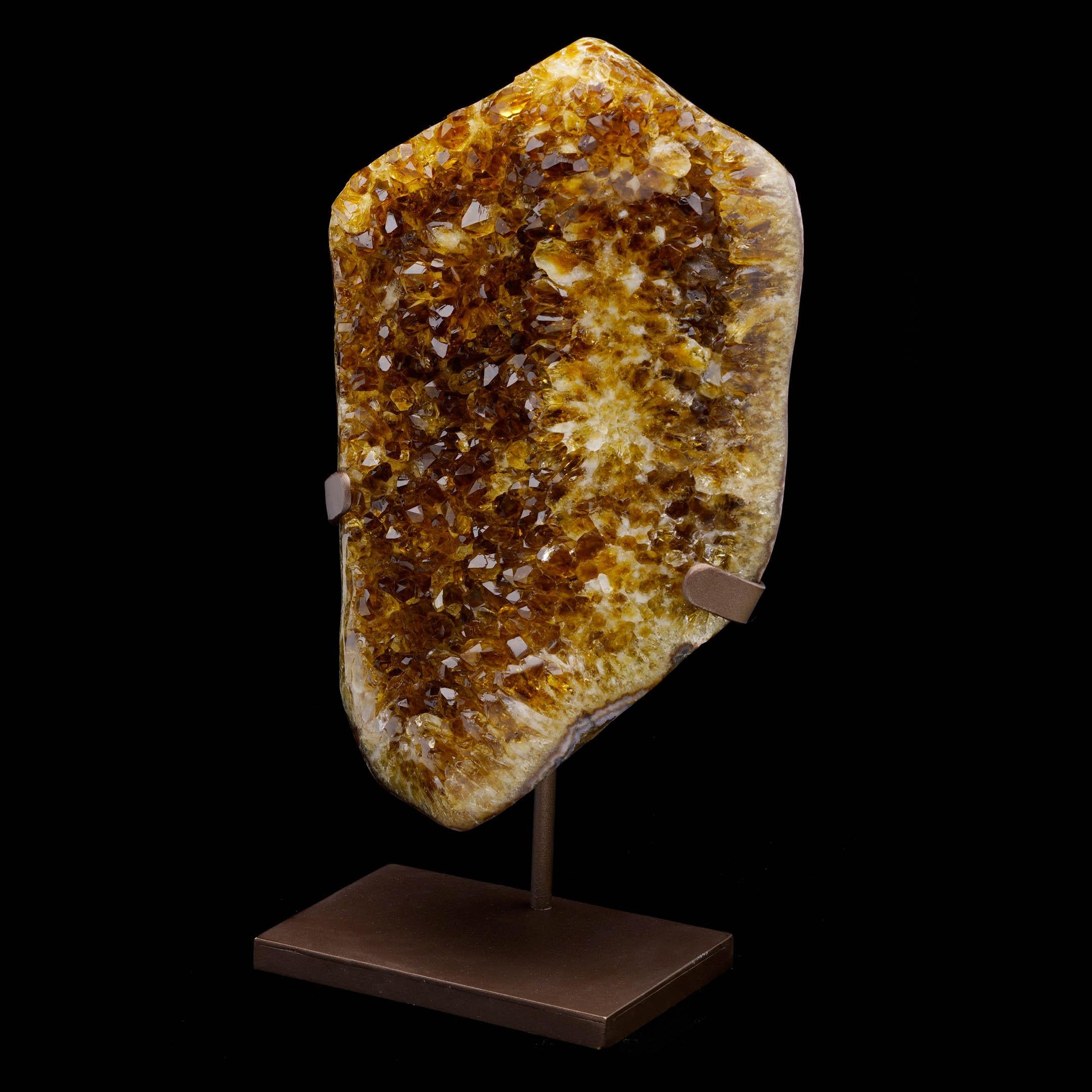 Citrine Geode on Custom Metal Stand In New Condition For Sale In New York, NY
